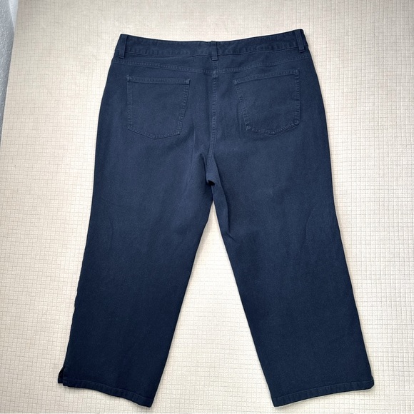 Talbots Crop Chino Pants Womens 16 Black Stretch High Waist Straight Leg Casual - Picture 2 of 10